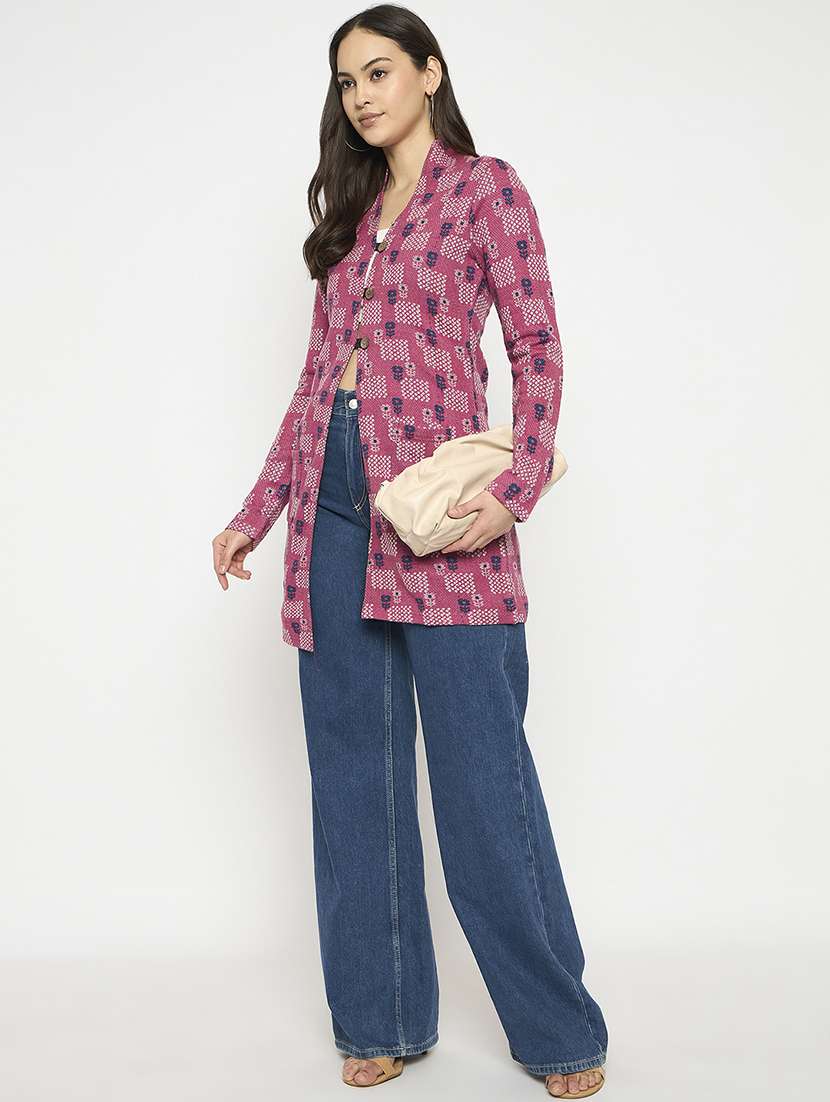 women long sleeves self design cardigan - 21724255 -  Standard Image - 3