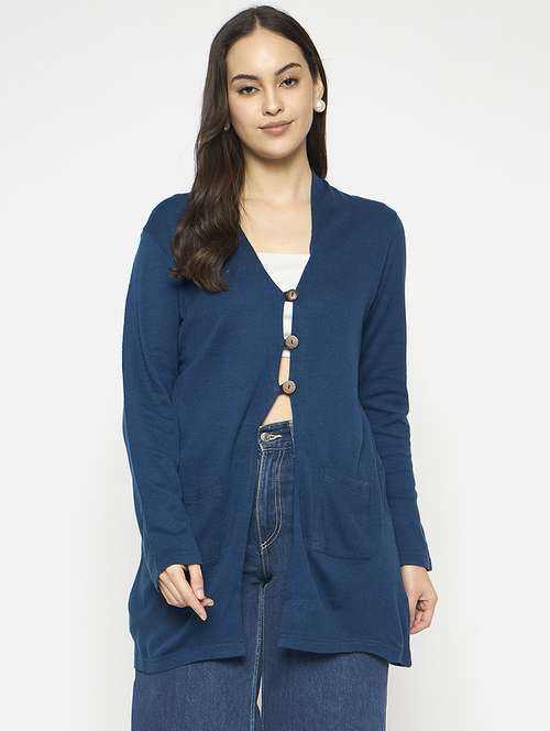women long sleeves solid cardigan - 21724256 - Standard Image - 0