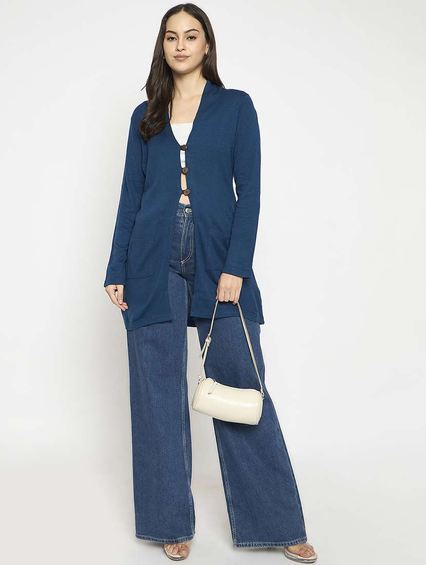 women long sleeves solid cardigan - 21724256 - Standard Image - 3
