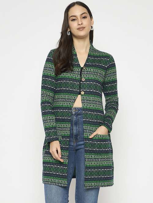 women long sleeves self design cardigan - 21724257 -  Standard Image - 0