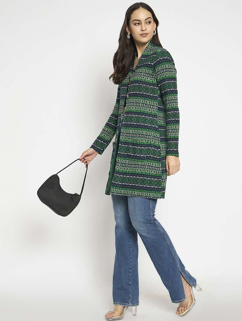 women long sleeves self design cardigan - 21724257 -  Standard Image - 3