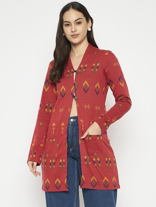women long sleeves self design cardigan - 21724259 -  Standard Image - 0