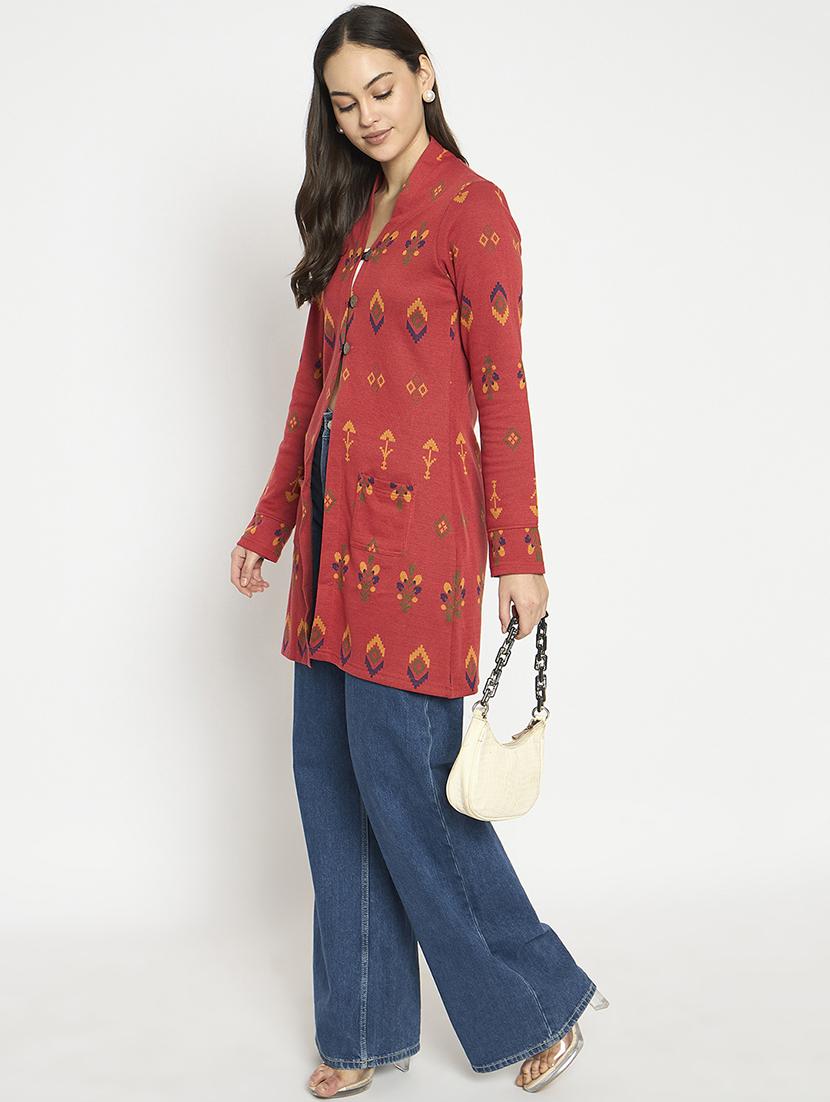 women long sleeves self design cardigan - 21724259 - Standard Image - 3