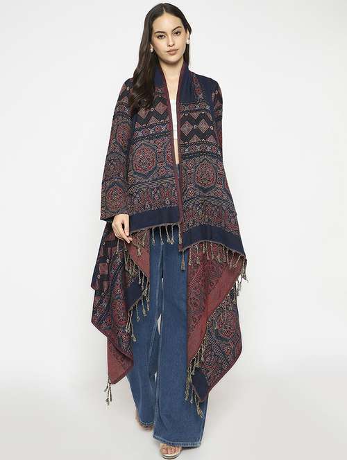 women long sleeves self design asymmetric shrug - 21724261 -  Standard Image - 0