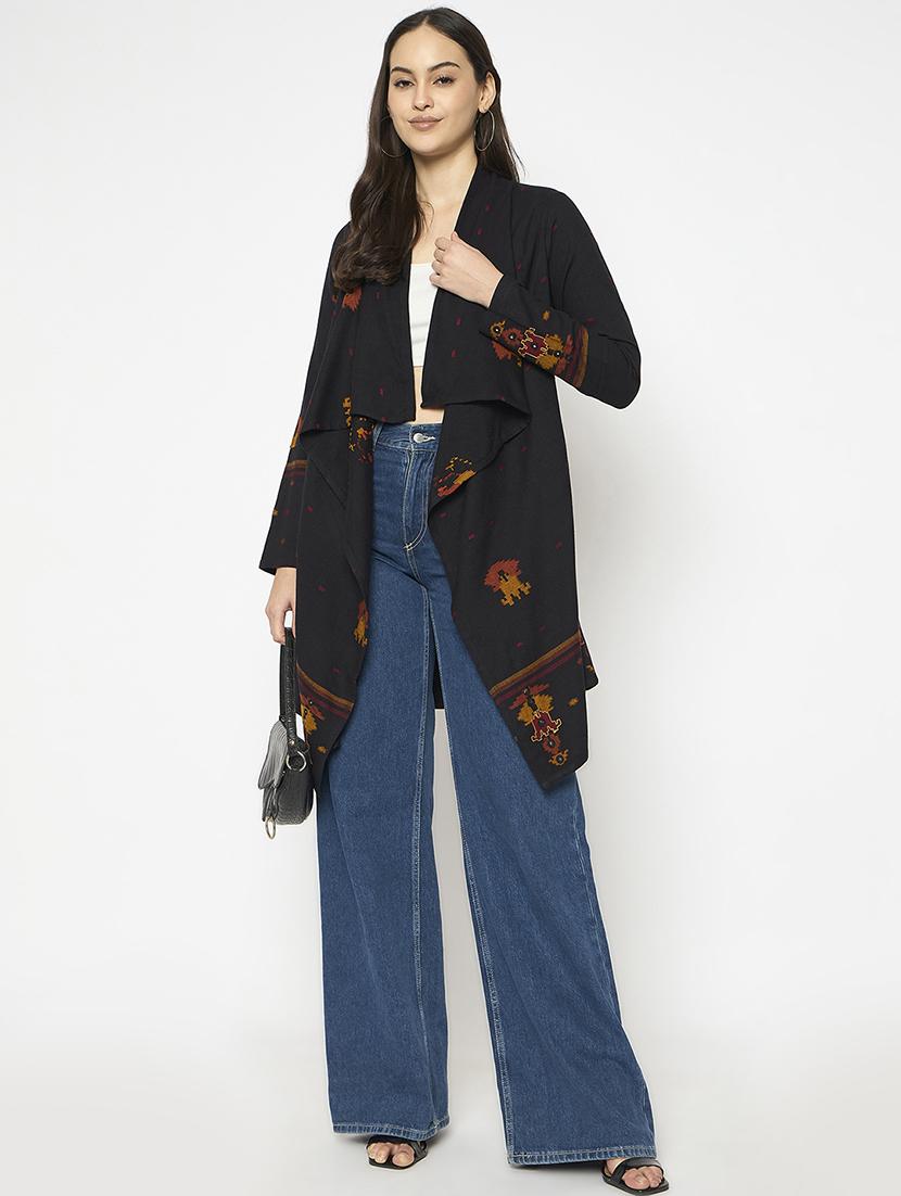 women long sleeves self design asymmetric shrug - 21724262 - Standard Image - 3