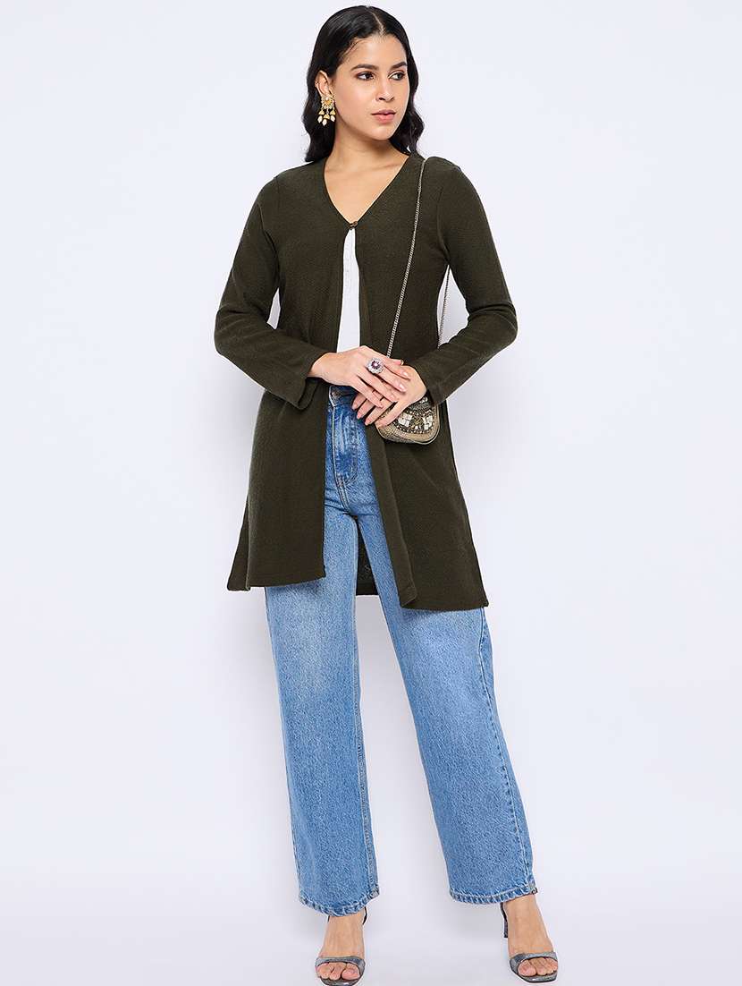 women long sleeves solid regular shrug - 21724267 -  Standard Image - 3