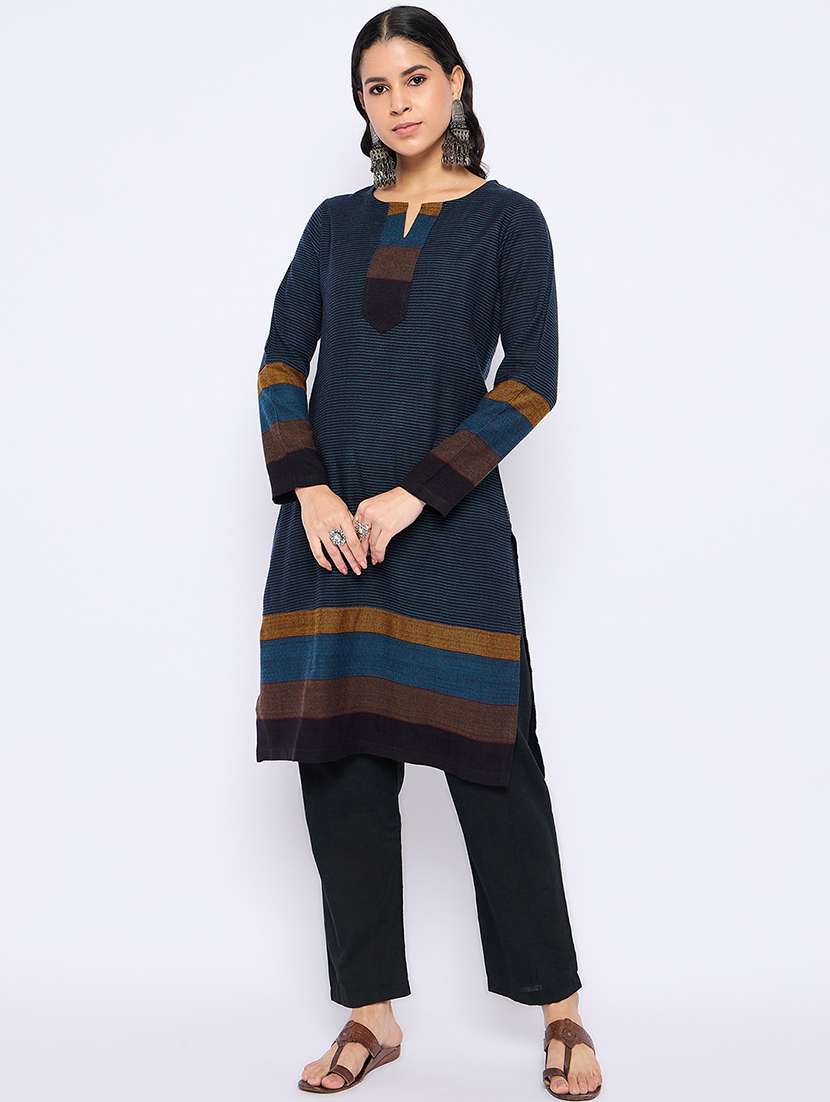 women self designed long sleeves woolen kurta