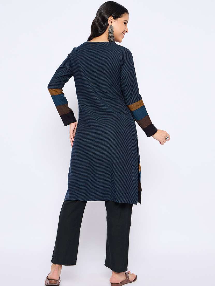 women self designed long sleeves woolen kurta - 21724276 -  Standard Image - 3