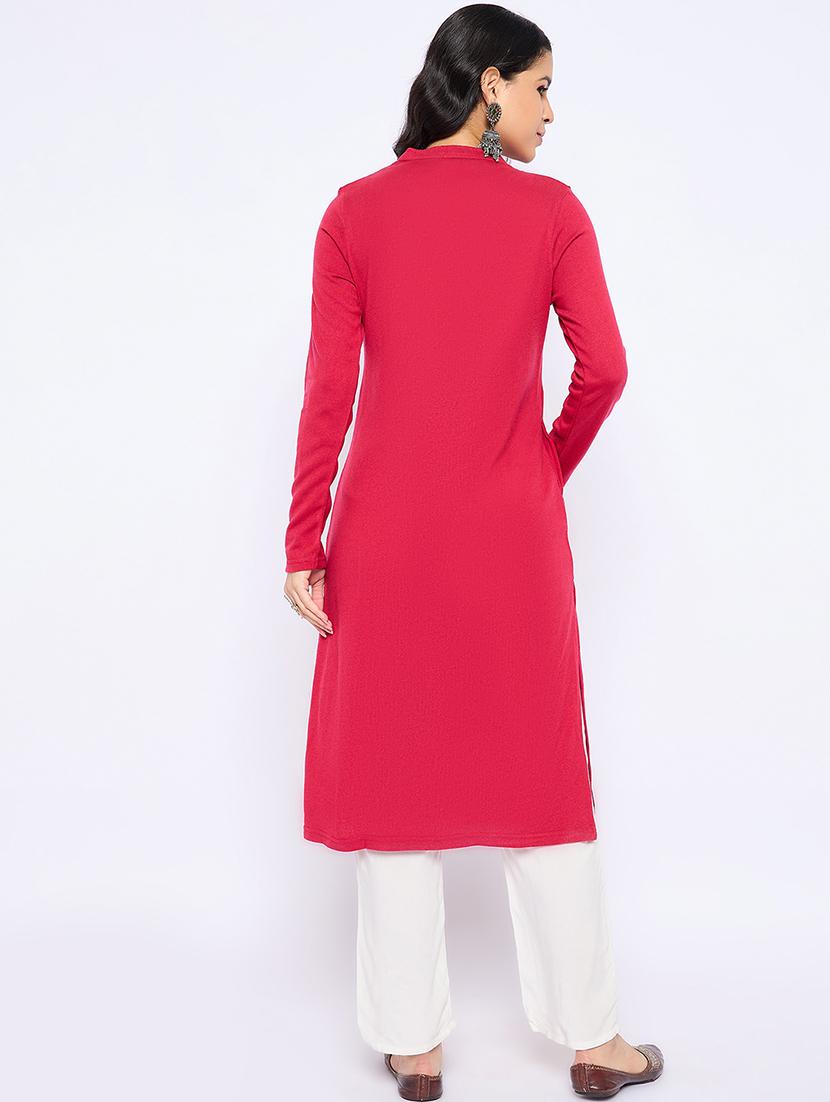 women self designed long sleeves woolen kurta - 21724280 - Standard Image - 3