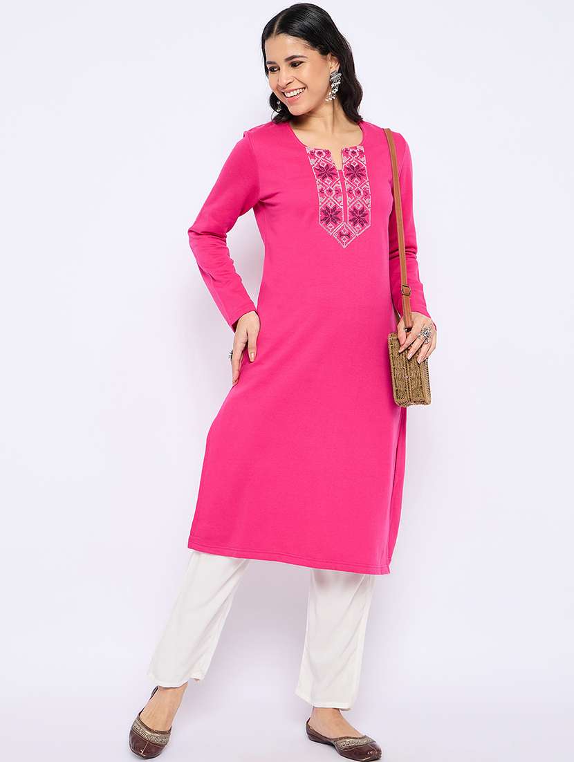 women self designed long sleeves woolen kurta - 21724282 -  Standard Image - 3