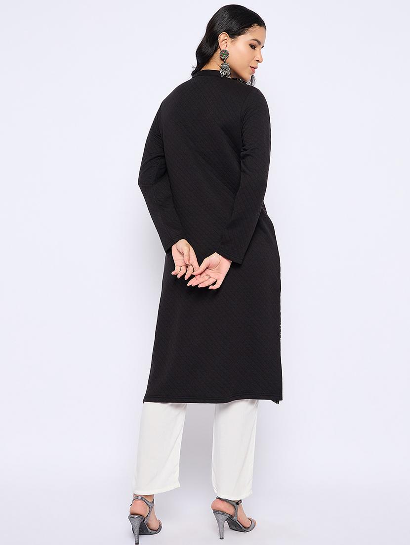 women self designed long sleeves woolen kurta - 21724288 - Standard Image - 3