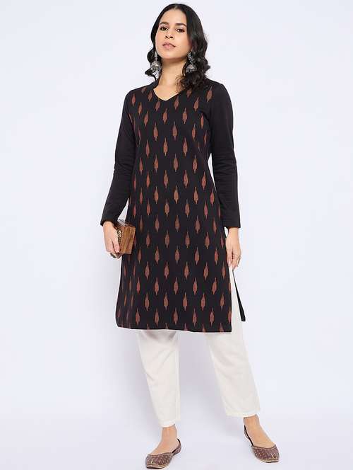 women self designed long sleeves woolen kurta - 21724292 -  Standard Image - 0