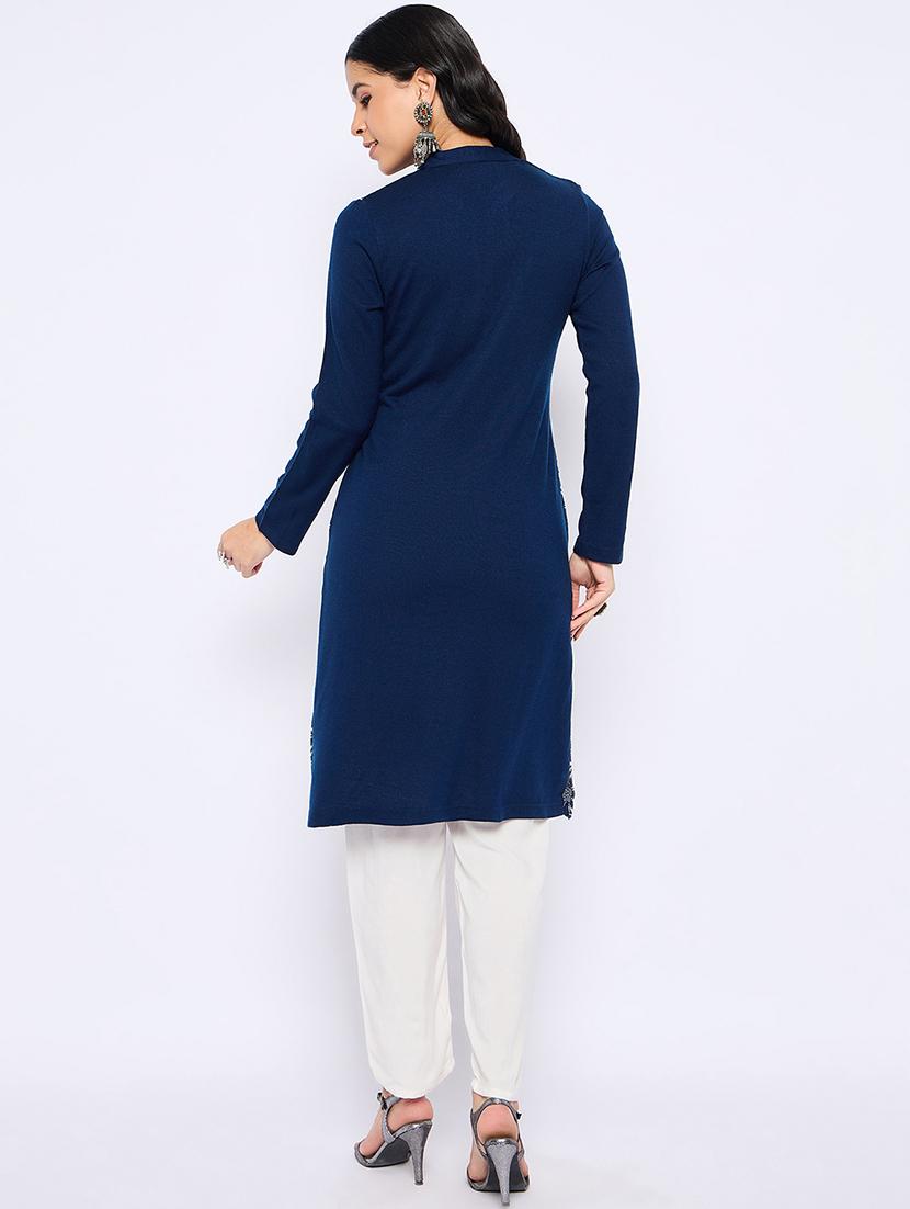 women self designed long sleeves woolen kurta - 21724294 - Standard Image - 3