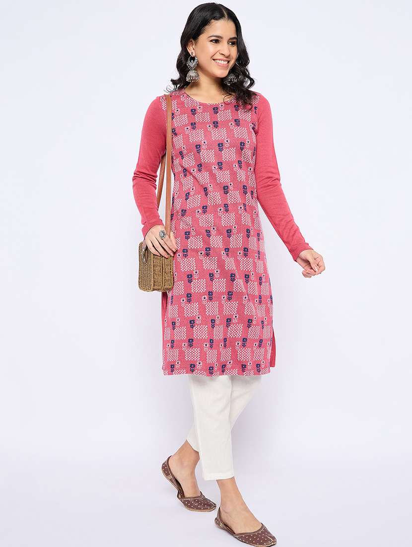 women self designed long sleeves woolen kurta - 21724295 -  Standard Image - 3