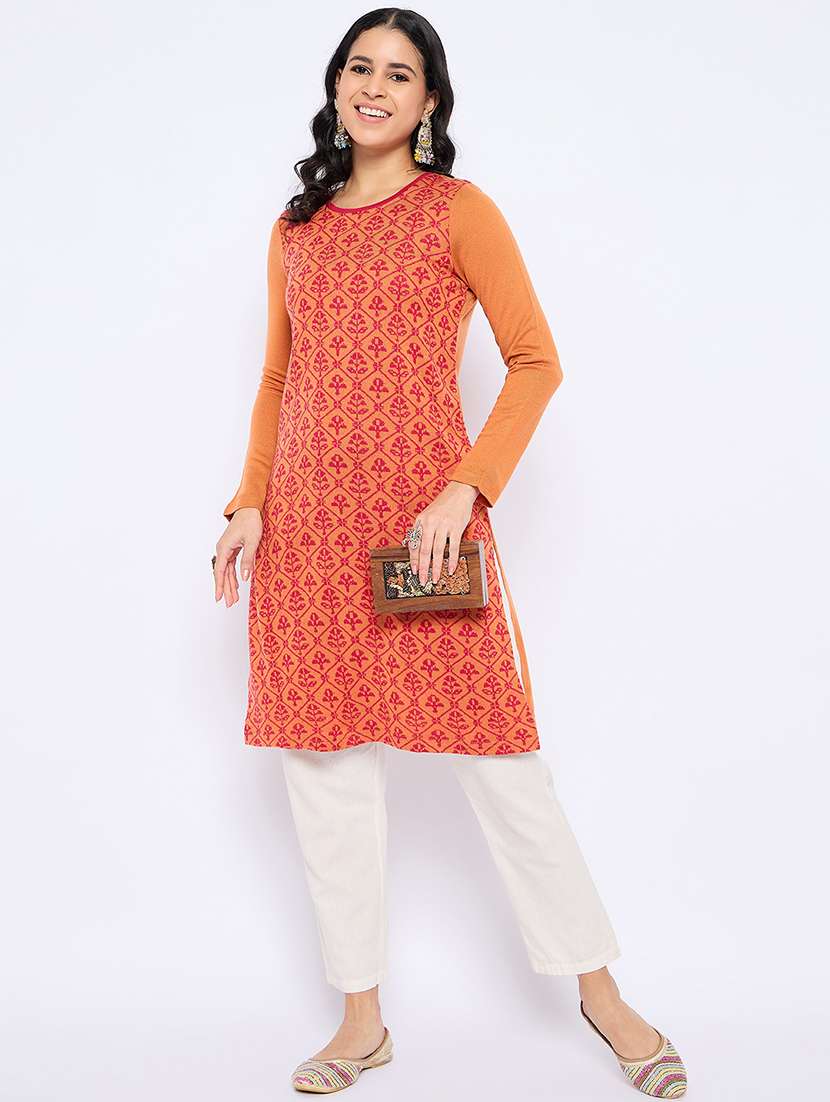 women self designed long sleeves woolen kurta - 21724302 -  Standard Image - 3