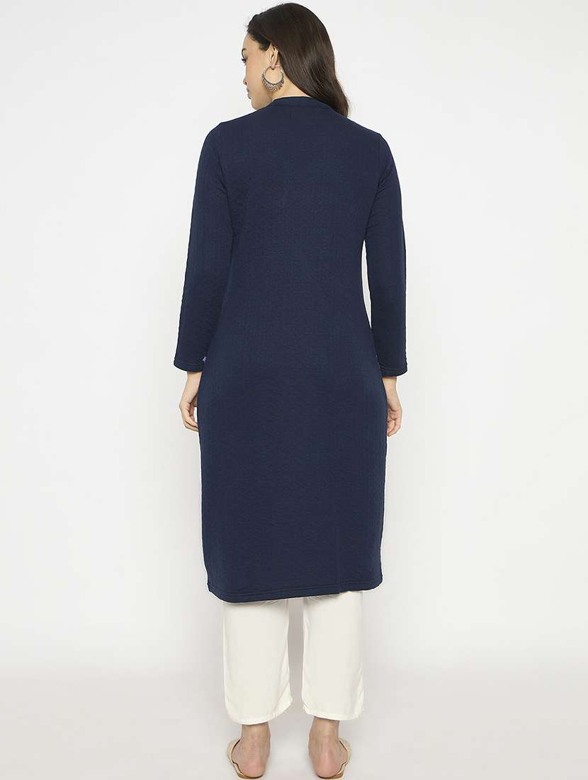 women self designed long sleeves woolen kurta - 21724307 -  Standard Image - 3