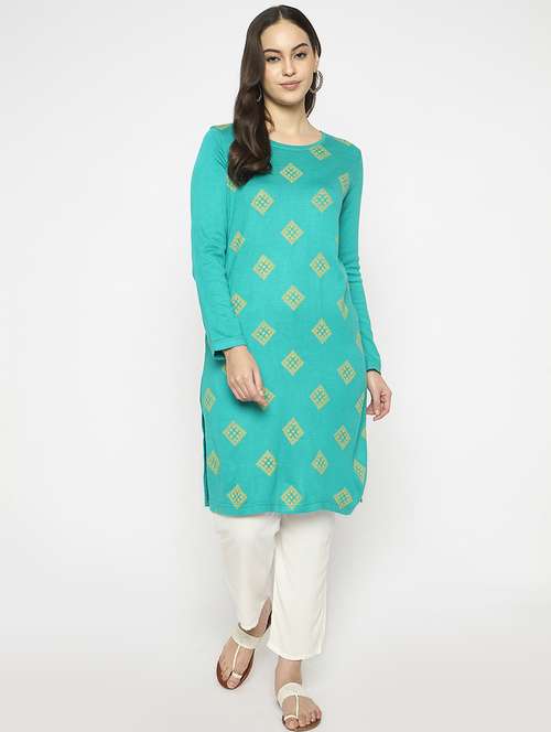 women self designed long sleeves woolen kurta - 21724313 -  Standard Image - 0