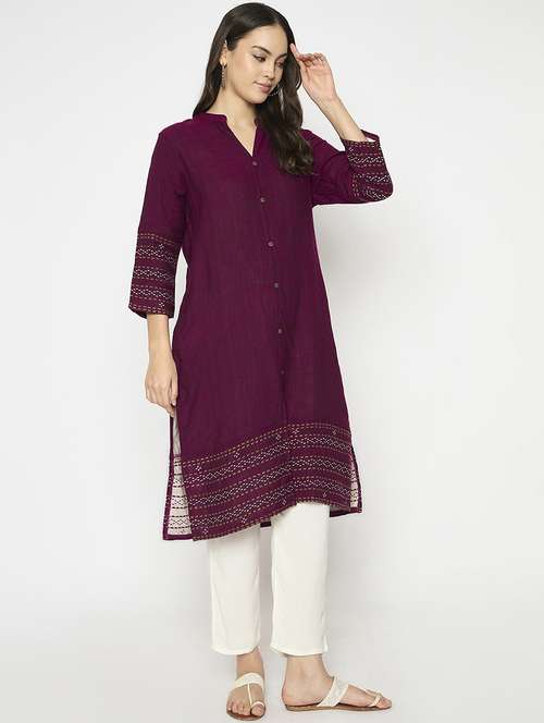 women self designed long sleeves woolen kurta - 21724316 -  Standard Image - 0
