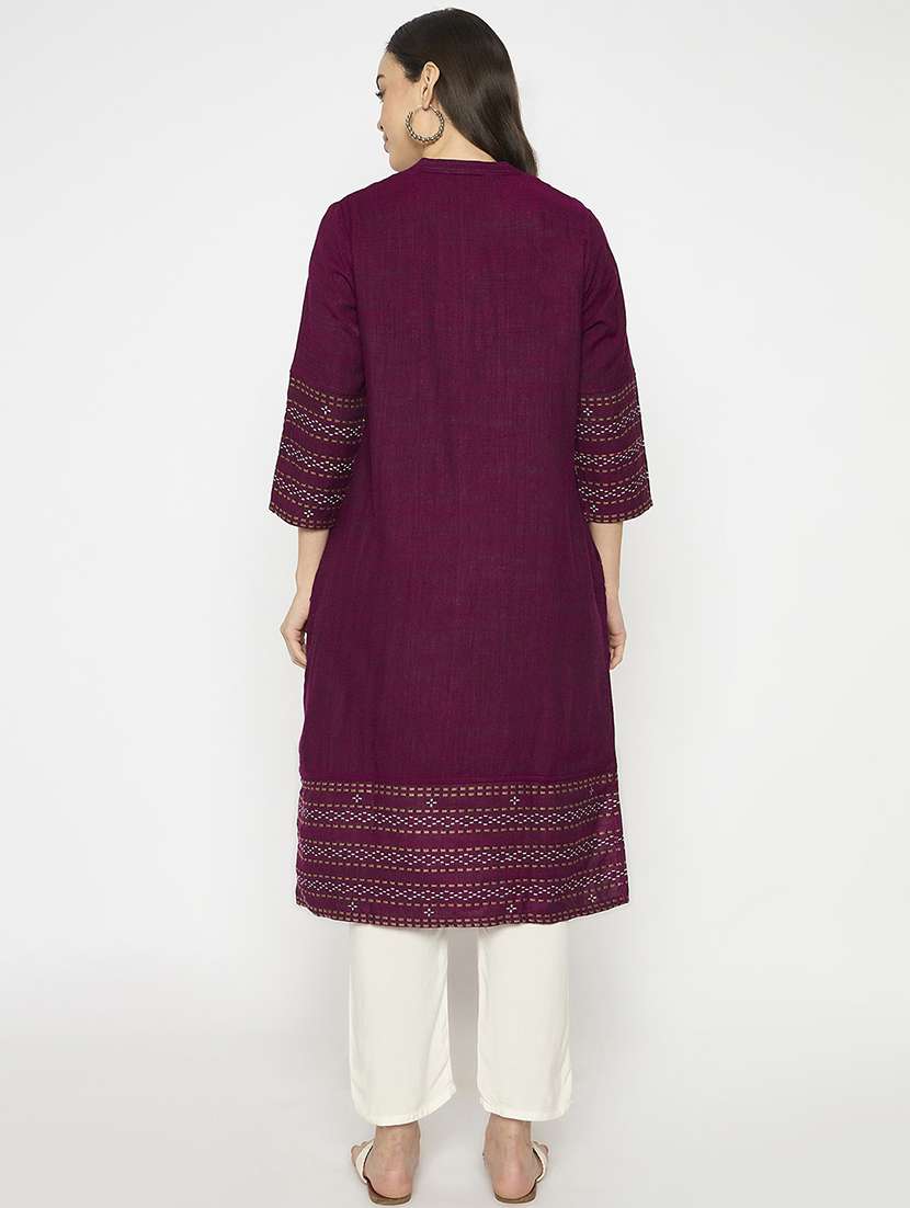 women self designed long sleeves woolen kurta - 21724316 -  Standard Image - 3