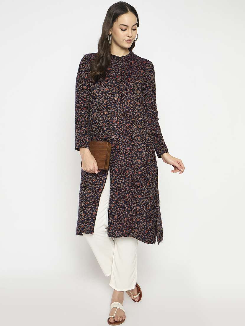 women self designed long sleeves woolen kurta - 21724318 -  Standard Image - 3