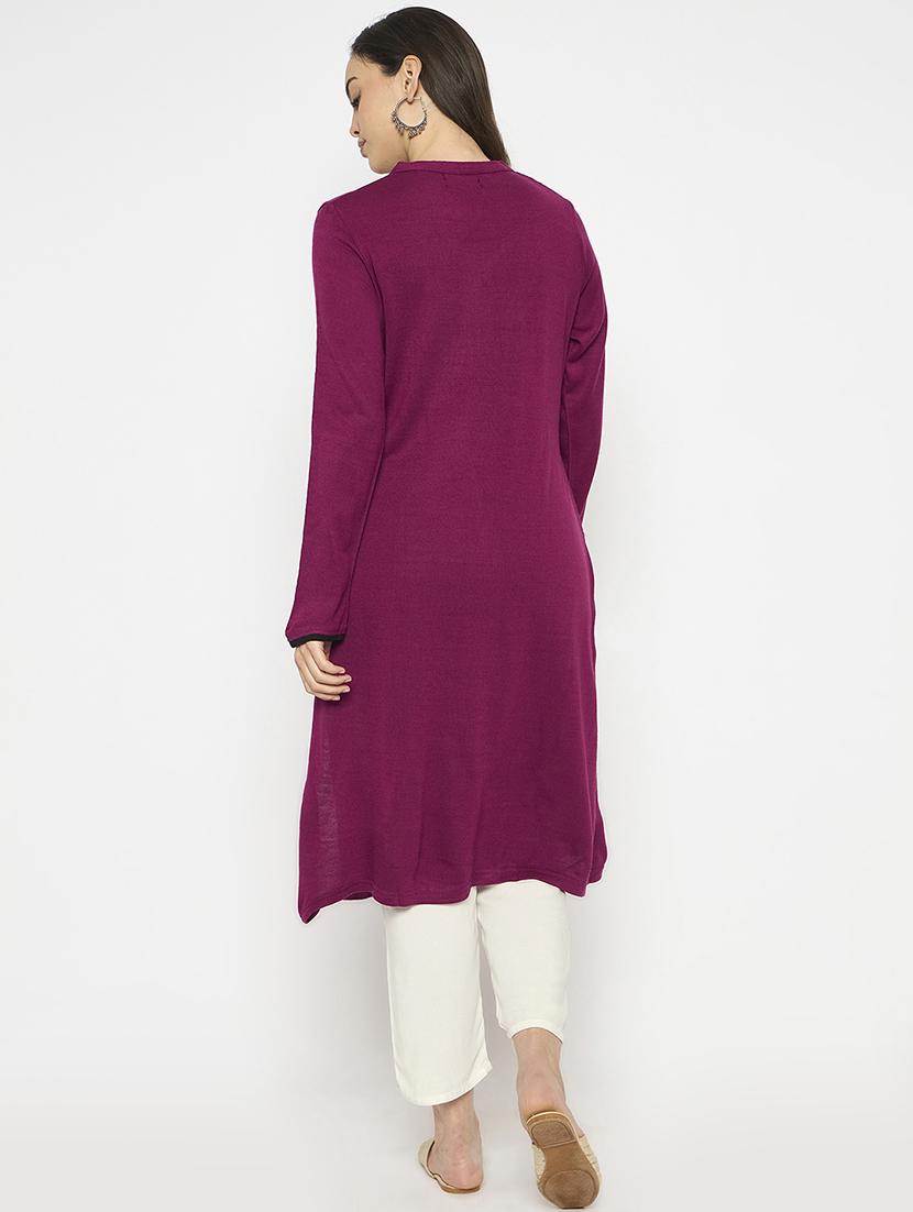 women embroidered long sleeves woolen kurta - 21724319 - Standard Image - 3