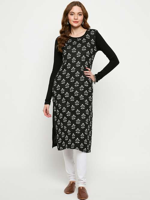 women self designed long sleeves woolen kurta - 21724322 -  Standard Image - 0