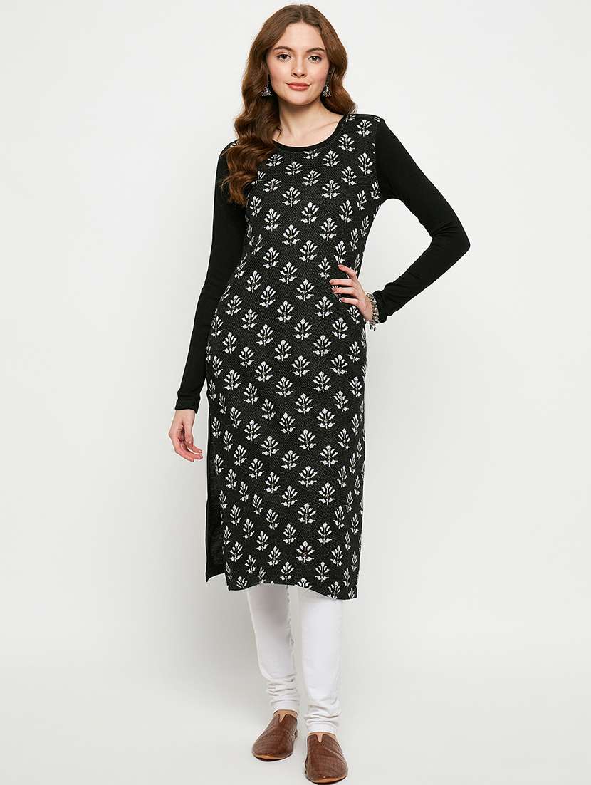 women self designed long sleeves woolen kurta - 21724322 -  Zoom Image - 0