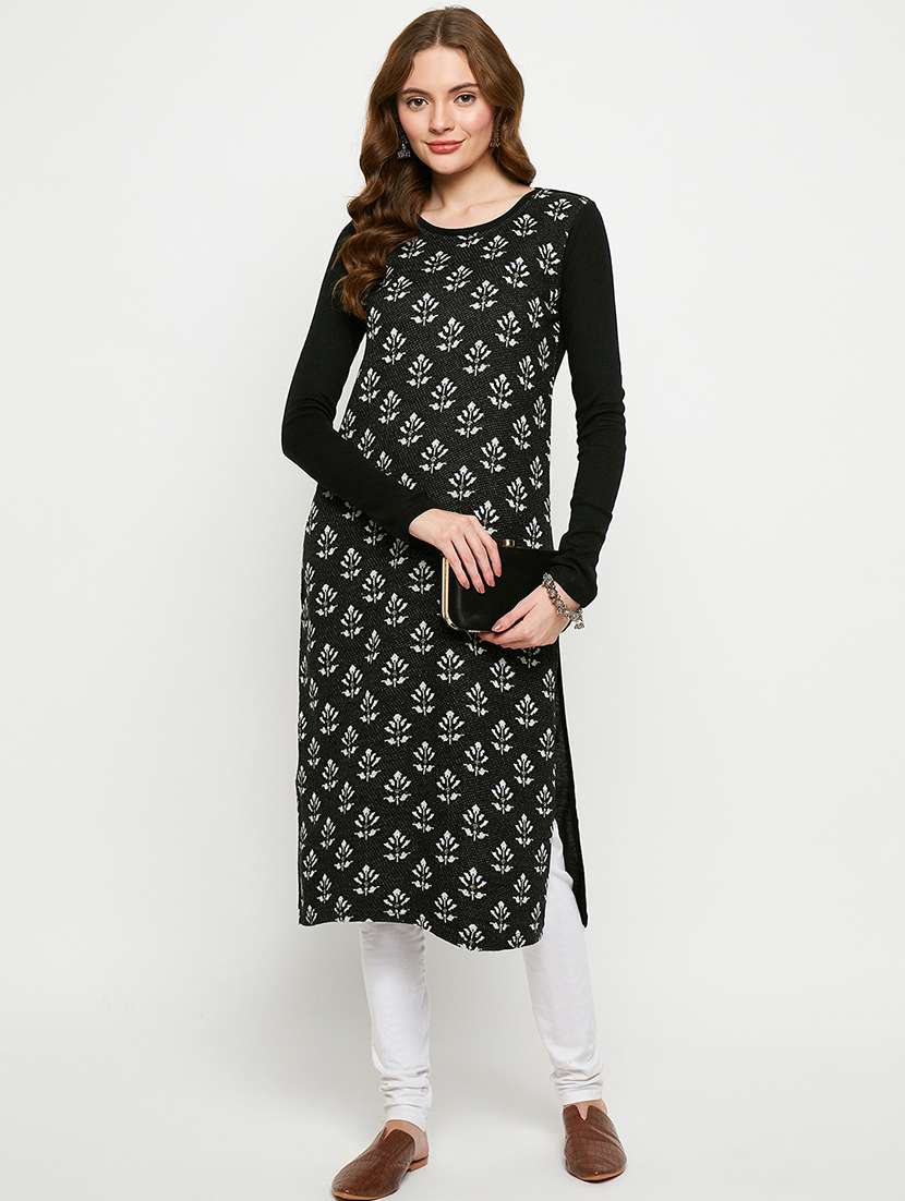 women self designed long sleeves woolen kurta - 21724322 -  Standard Image - 3