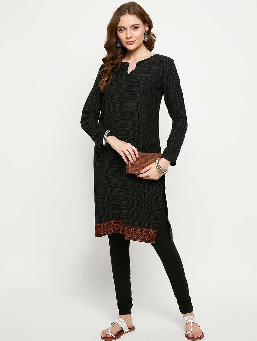 women self designed long sleeves woolen kurta