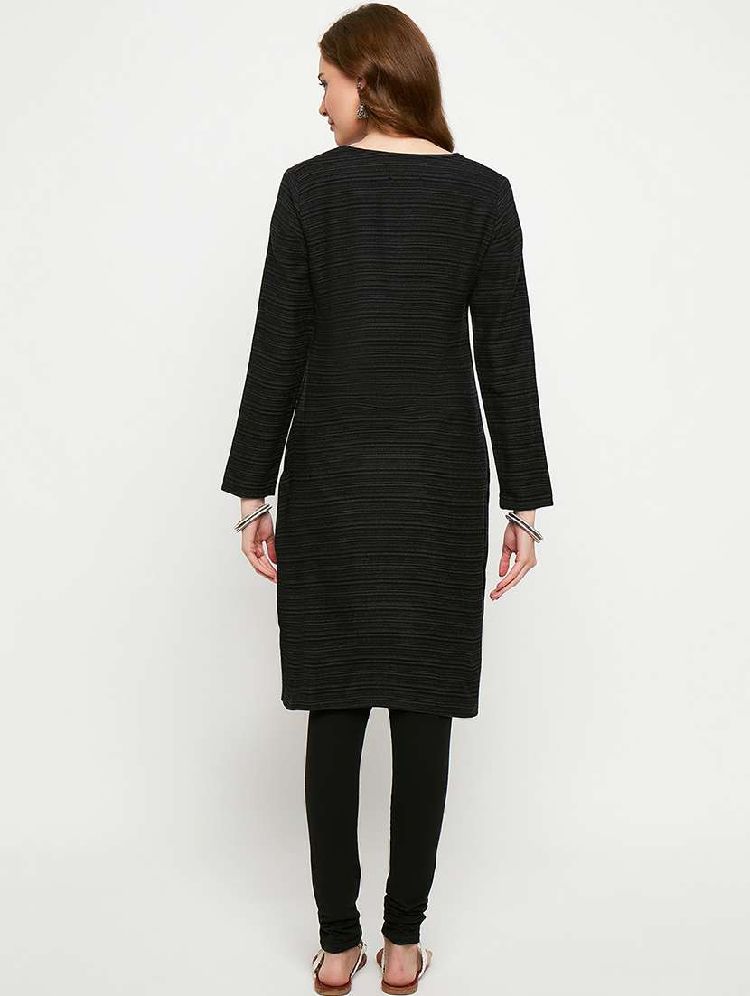 women self designed long sleeves woolen kurta - 21724328 -  Standard Image - 3