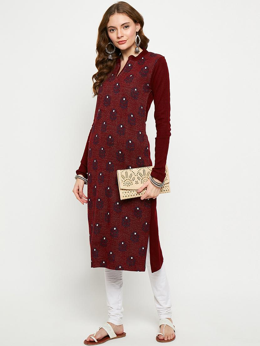 women embroidered long sleeves woolen kurta - 21724329 - Standard Image - 3
