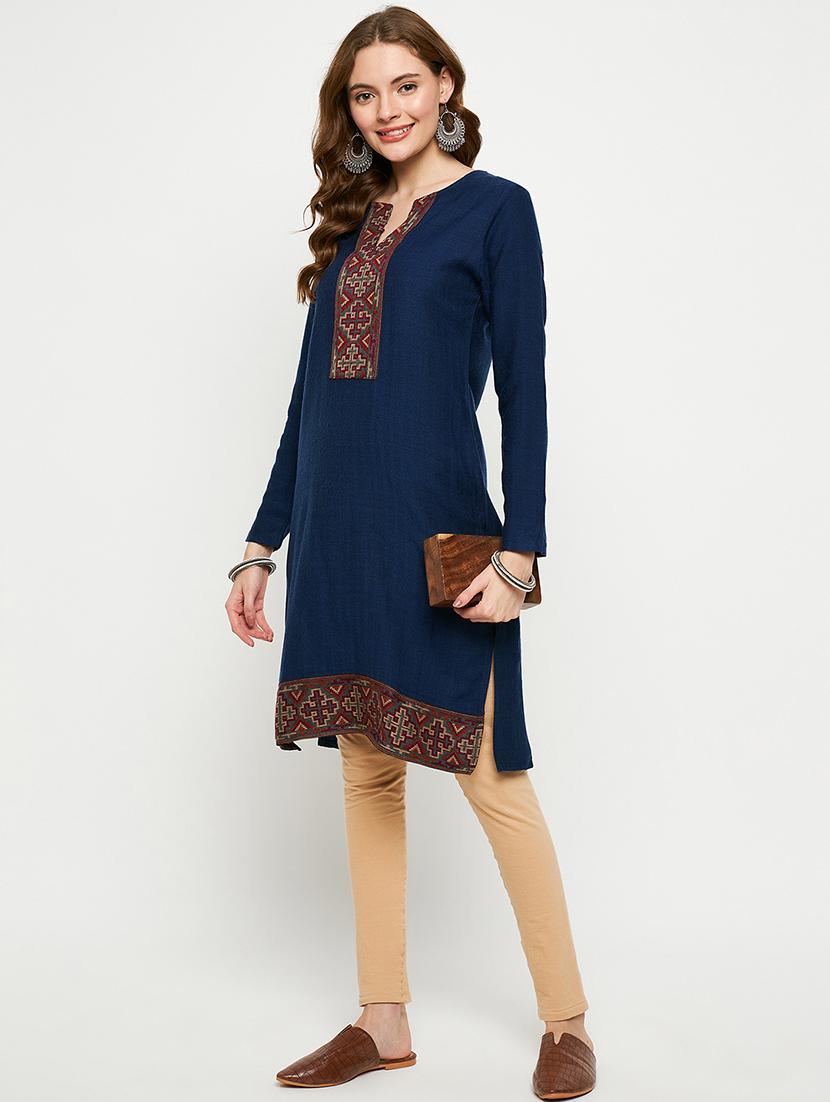 women self designed long sleeves woolen kurta - 21724332 - Standard Image - 3