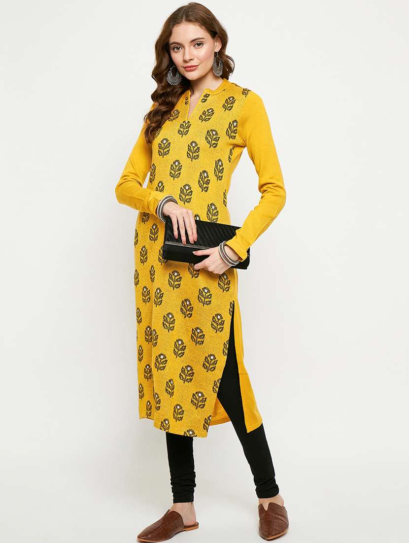 women self designed long sleeves woolen kurta - 21724338 -  Standard Image - 3