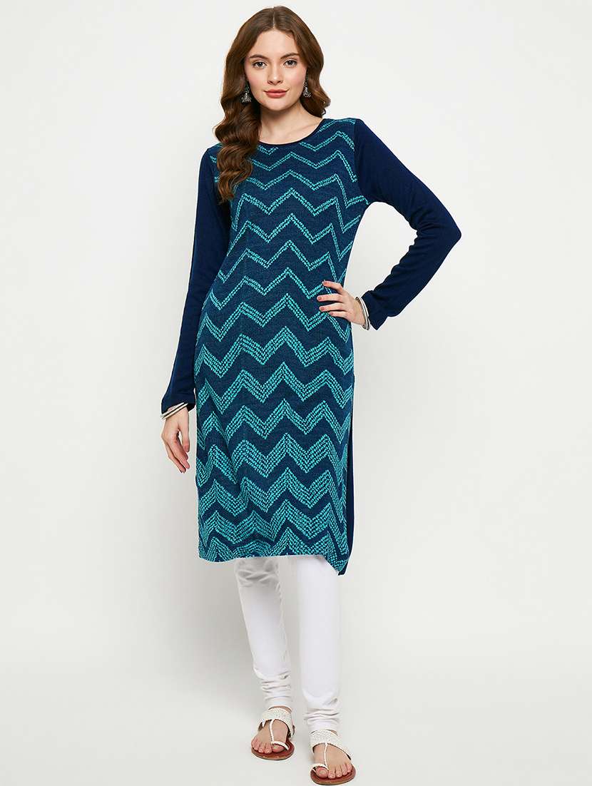 women self designed long sleeves woolen kurta