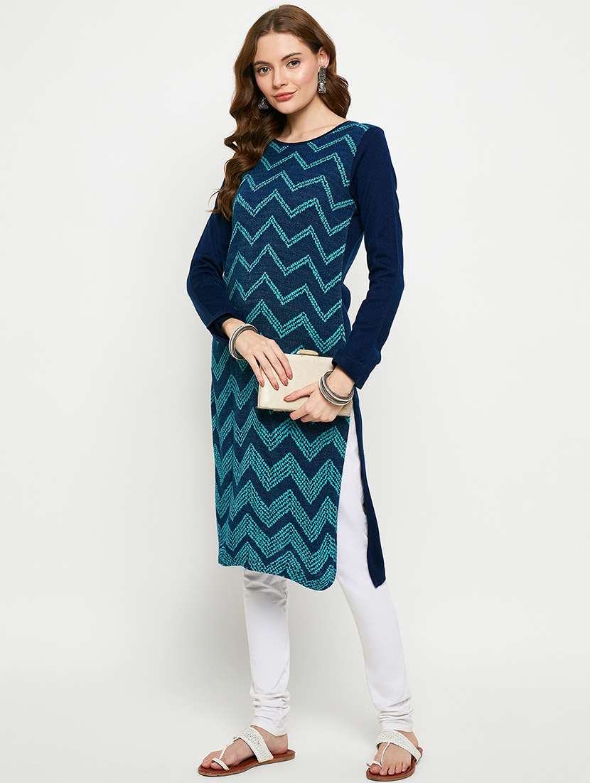 women self designed long sleeves woolen kurta - 21724339 -  Standard Image - 3