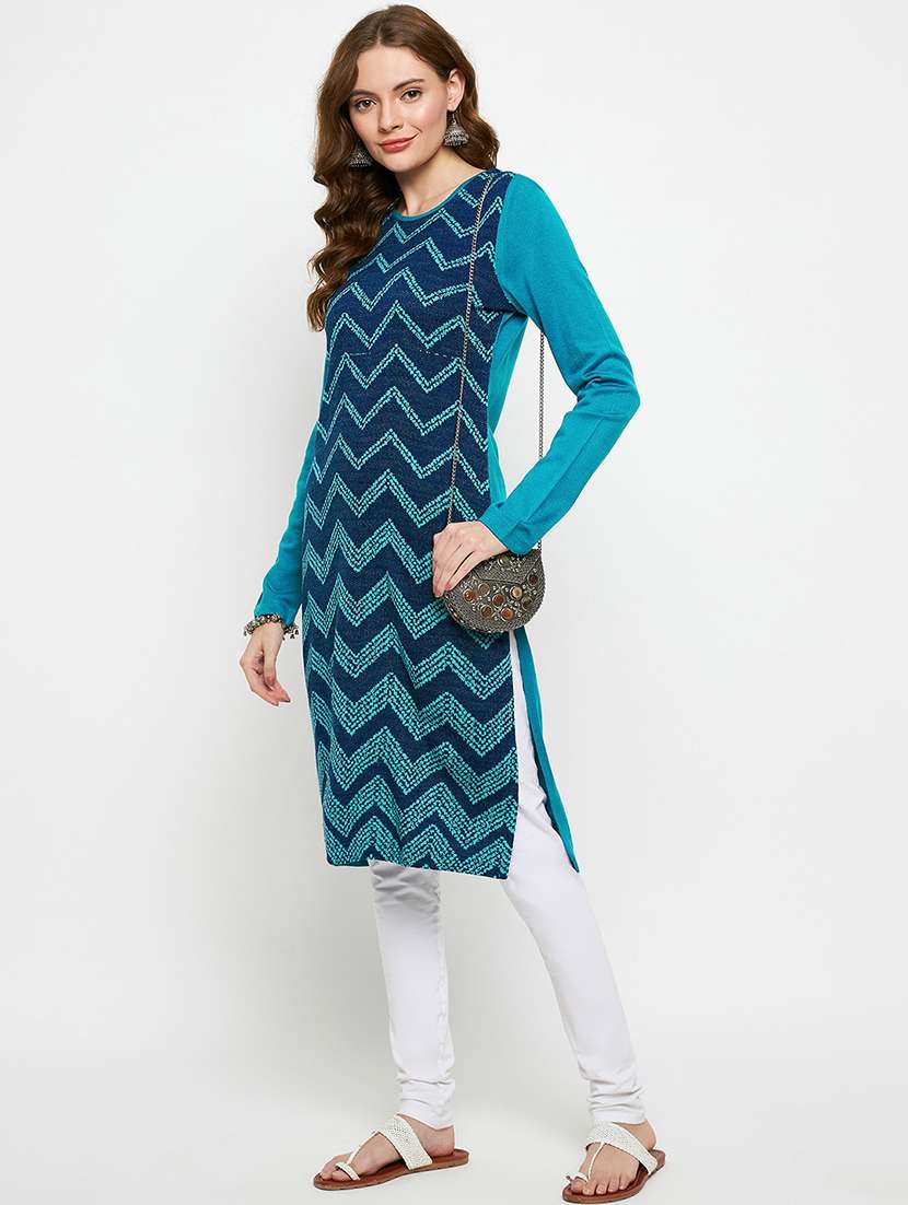women self designed long sleeves woolen kurta - 21724340 -  Standard Image - 3