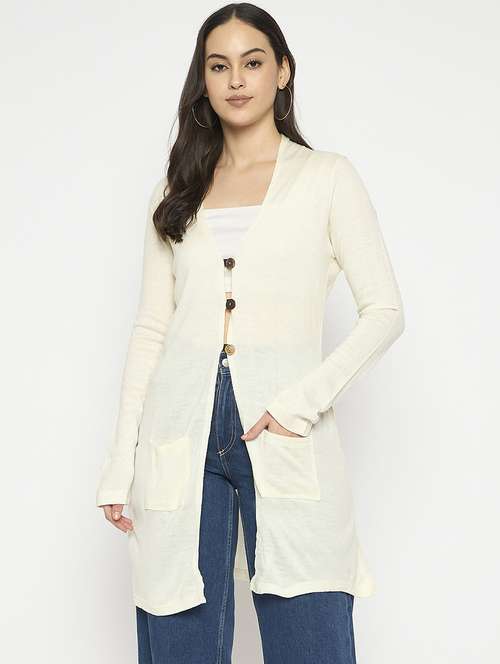women acrylic long sleeve cardigan - 21724354 - Standard Image - 0