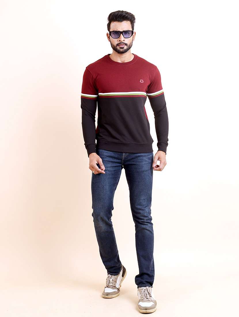 men long sleeves color block sweatshirt - 21724380 -  Standard Image - 3