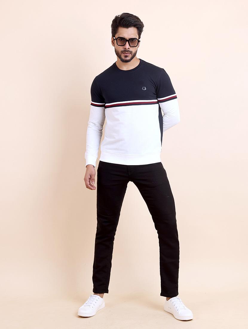 men long sleeves color block sweatshirt - 21724381 - Standard Image - 3