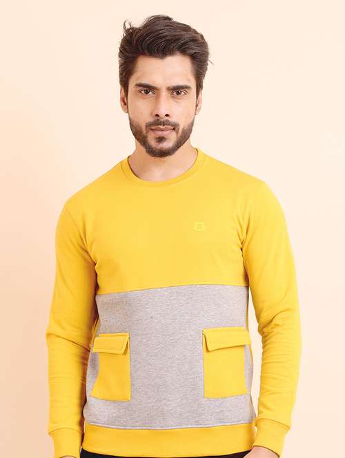 men long sleeves color block sweatshirt - 21724400 - Standard Image - 0