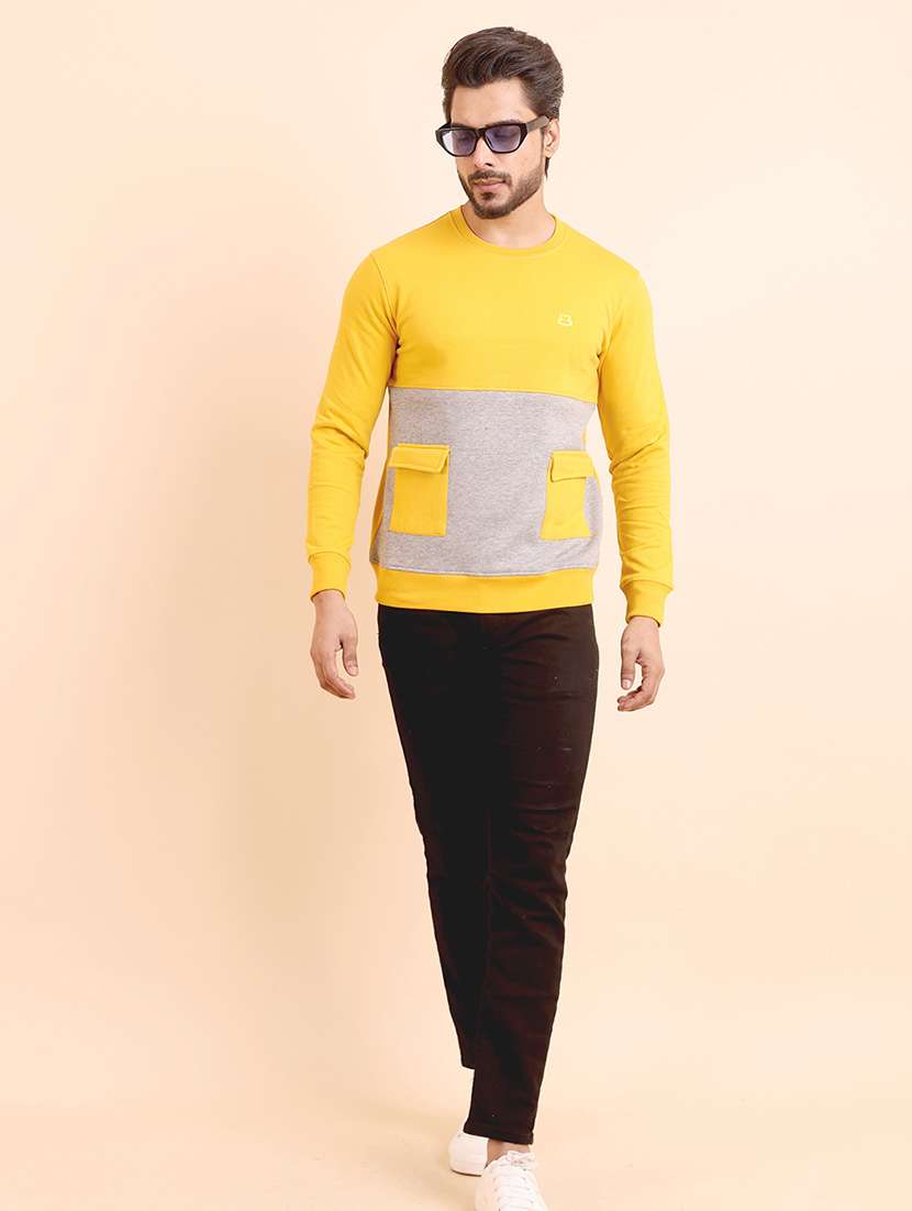 men long sleeves color block sweatshirt - 21724400 - Standard Image - 3