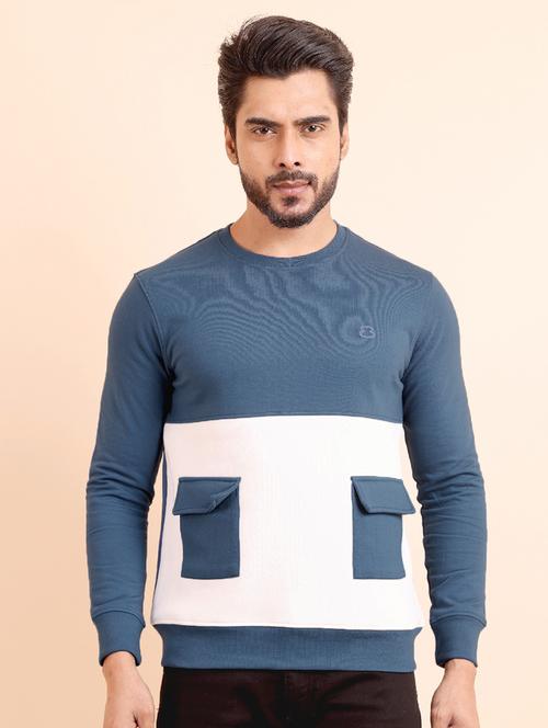 men long sleeves color block sweatshirt - 21724401 -  Standard Image - 0