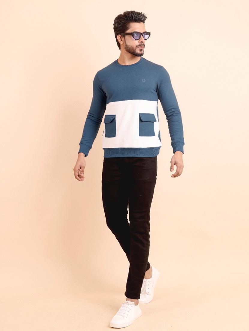 men long sleeves color block sweatshirt - 21724401 - Standard Image - 3