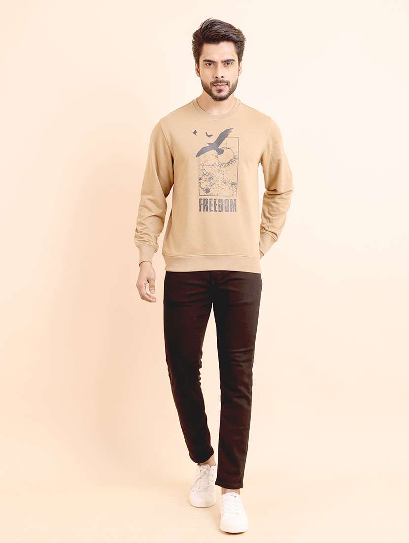 men long sleeves front print sweatshirt - 21724405 -  Standard Image - 3