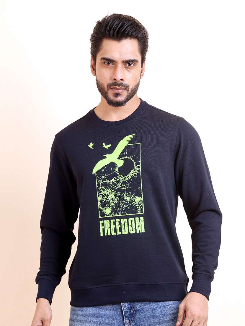 men long sleeves front print sweatshirt