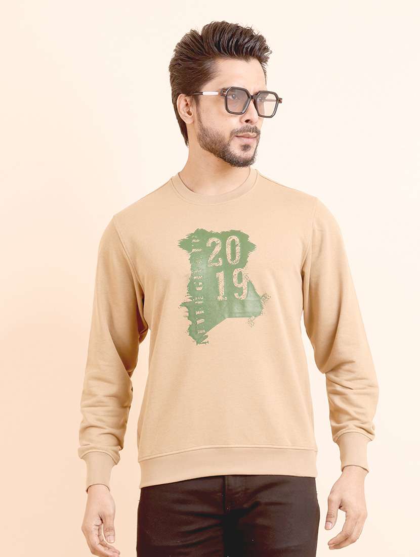 men long sleeves front print sweatshirt
