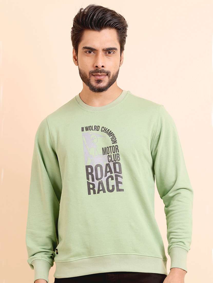 men long sleeves front print sweatshirt