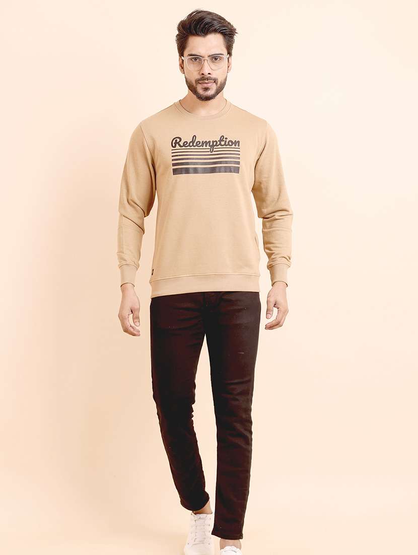 men long sleeves chest print sweatshirt - 21724420 - Standard Image - 3