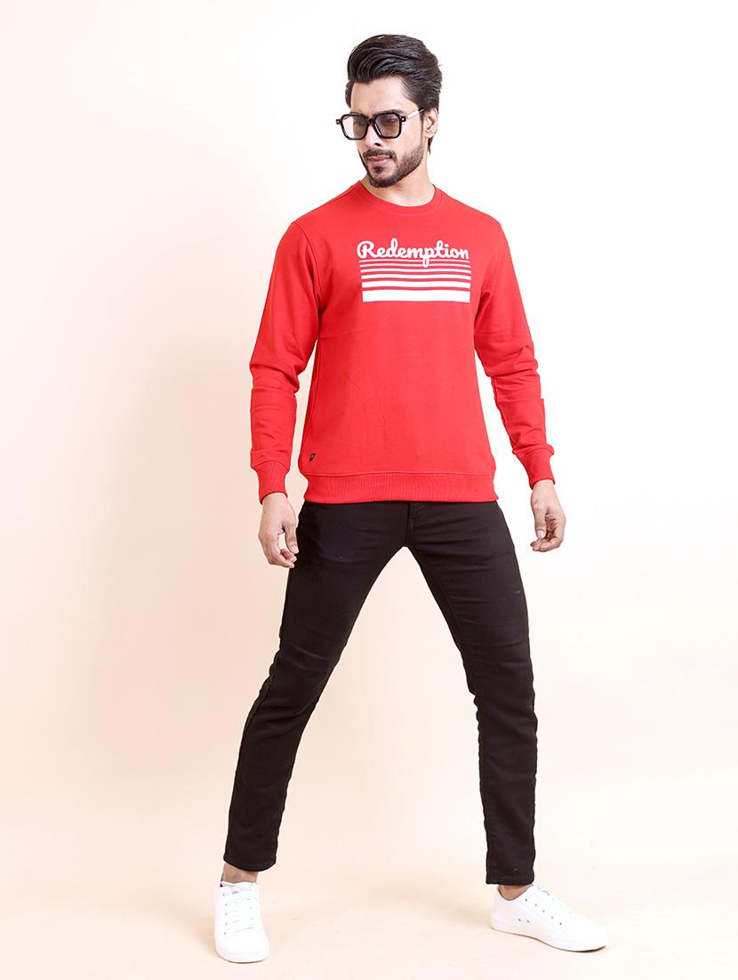 men long sleeves chest print sweatshirt - 21724422 - Standard Image - 3