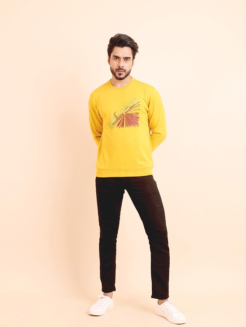 men long sleeves chest print sweatshirt - 21724423 - Standard Image - 3